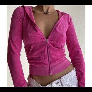 Juicy Couture Velvet Zip Up Hoodie size S